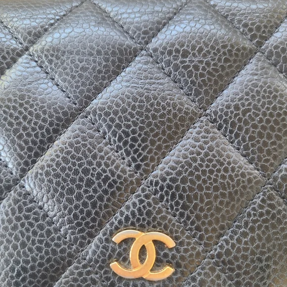 Authentic Gorgeous Chanel Black Matelasse Caviar Wallet- Great Condition